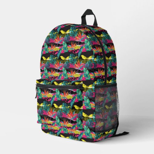 Neon Abstract Tropical Texture Pattern Printed Backpack