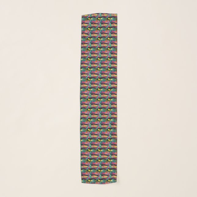 Neon Abstract Tropical Texture Pattern Scarf (Front)