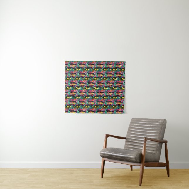 Neon Abstract Tropical Texture Pattern Tapestry (In Situ (Horizontal))