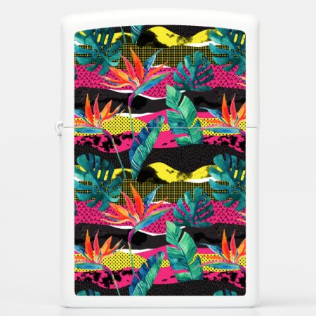 Neon Abstract Tropical Texture Pattern Zippo Lighter