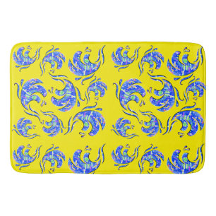 Neon Abstract Waves Art Pattern Bath Mat