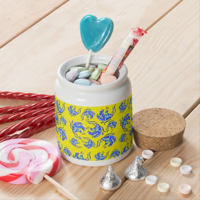 Neon Abstract Waves Art Pattern Candy Jar (In Situ)