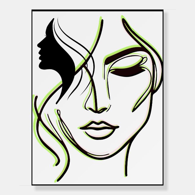 Neon Abstract Woman Line Art - Modern Wall Decor Foam Board (Front)
