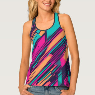 Neon Abstraction Funky Synthwave Tank Top