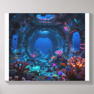 Neon Abyss Reclaimed Canvas Photo Tile