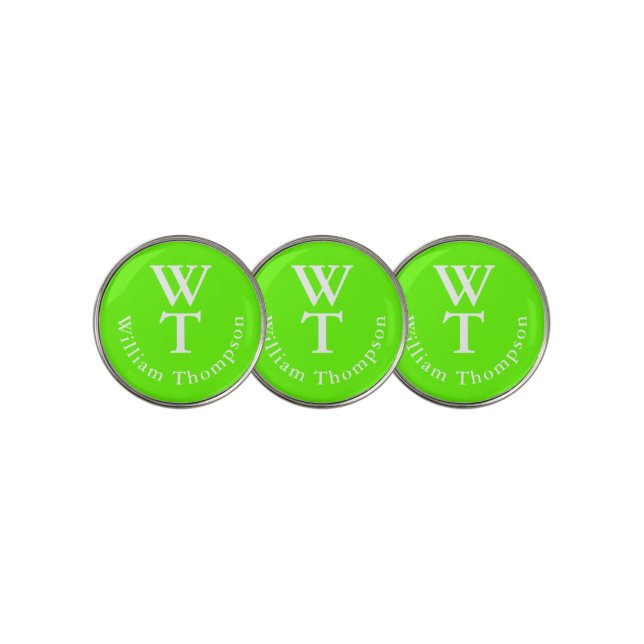 Neon Acid Green Golf Ball Marker with Name (3 Up)