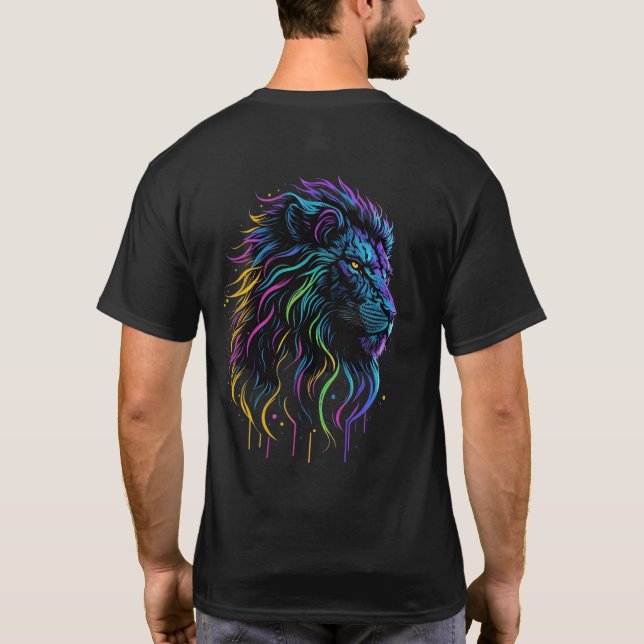 Neon aesthetic retro lion artistic T-Shirt (Back)