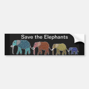 Neon African Elephant Walk Bumper Sticker