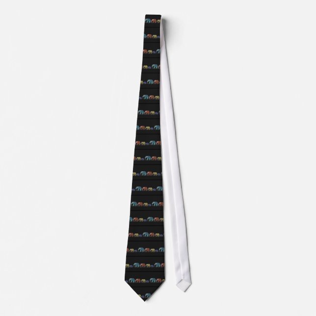 Neon African Elephant Walk Neck Tie (Front)