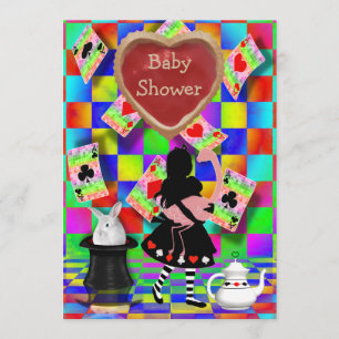 Neon Alice & Flamingo Jam Tart Heart Baby Shower Invitation