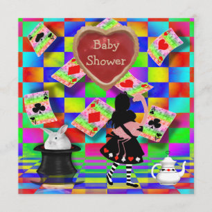 Neon Alice & Flamingo Jam Tart Heart Baby Shower Invitation