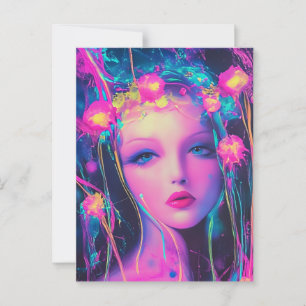 Neon Alien Goddess  Postcard