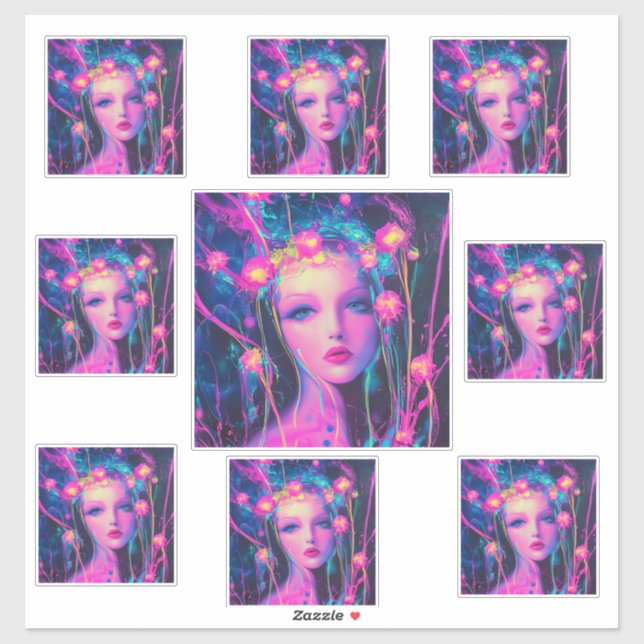 Neon Alien Goddess  Sticker (Sheet)