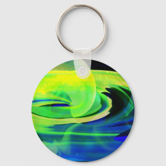 Neon Alien Landscape Abstract Keychain