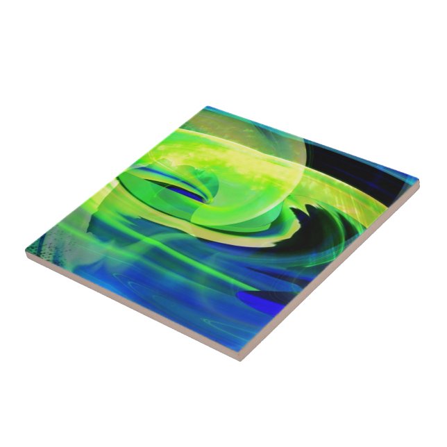 Neon Alien Landscape Abstract Tile (Side)