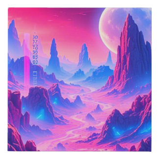 Neon Alien Planet Canvas Art