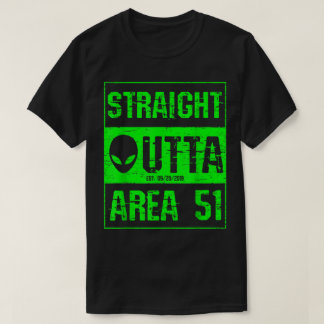 Neon Alien Straight Outta Area 51 Design T-Shirt