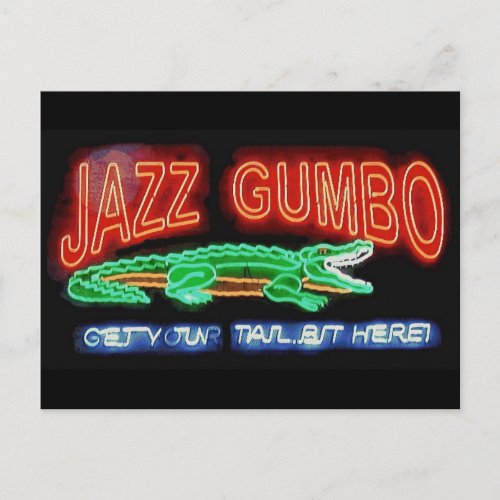 Neon Alligator Gumbo Postcard