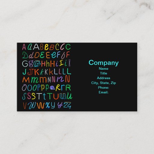 Customizable Neon Alphabet Business Card