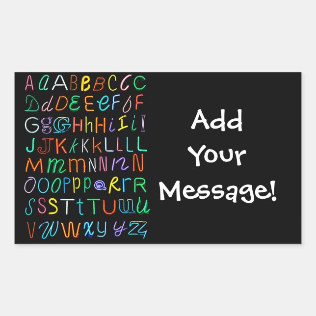 Neon Alphabet Rectangular Sticker (Front)