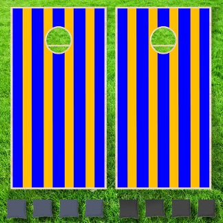 Neon Amber & Blue Cool Vintage Striped Cornhole Set