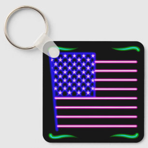 Neon American Flag Keychain