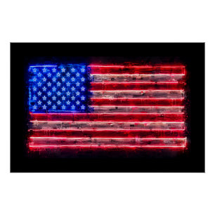Neon American Flag Poster