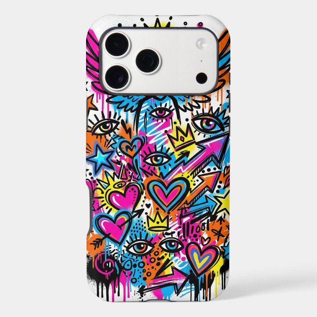 Neon Angel vs Devil Graffiti iPhone Case (Back)