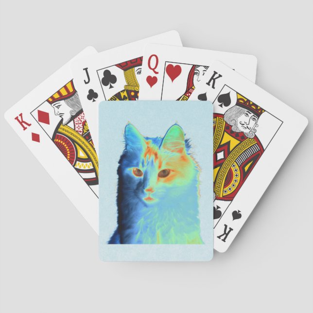Neon Angora Cat Poker Cards (Back)