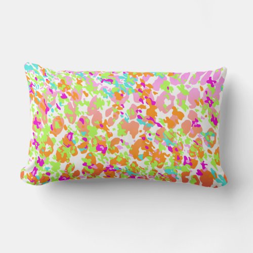 Neon animal cheetah rainbow print lumbar pillow