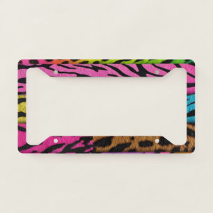 Neon Animal Print Colorful Zebra Leopard Cheetah License Plate Frame