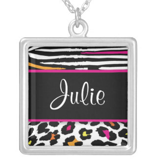 Neon Animal Print Name or Monogram Necklace