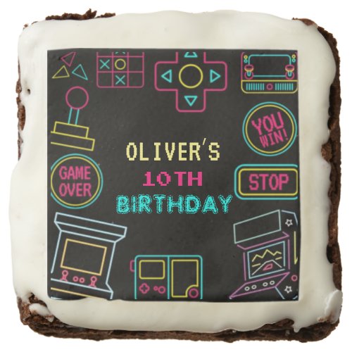 Neon Any year video games arcade birthday  Brownie