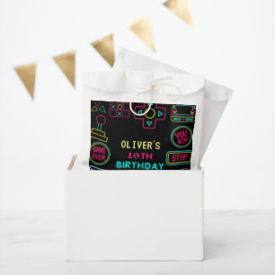 Neon Any year video games arcade birthday Favor Bag