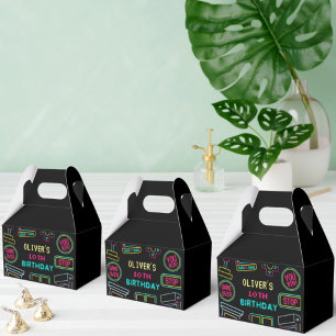 Neon Any year video games arcade birthday Favor Boxes