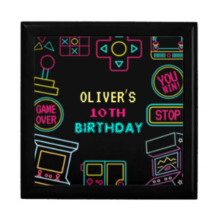 Neon Any year video games arcade birthday  Gift Box