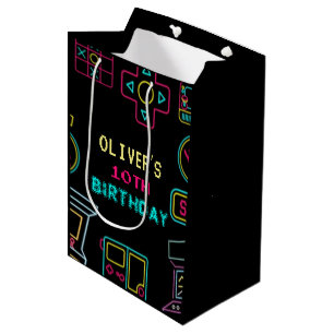 Neon Any year video games arcade birthday Medium Gift Bag