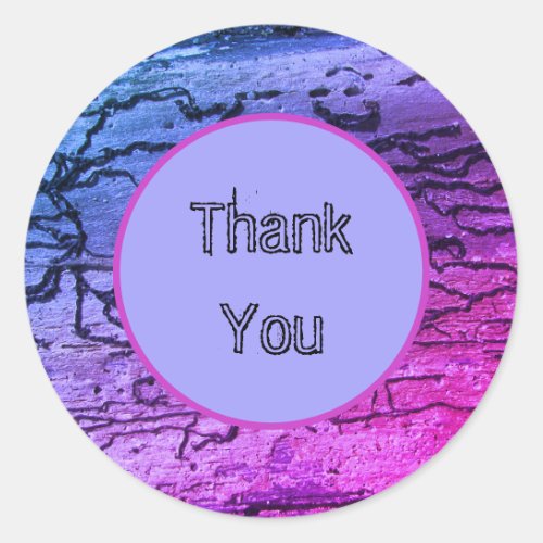 Neon Appreciation Blue Pink Abstract Thank You Classic Round Sticker