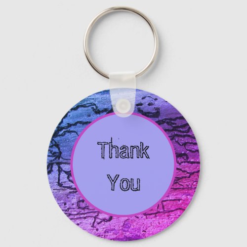Neon Appreciation Blue Pink Abstract Thank You Keychain