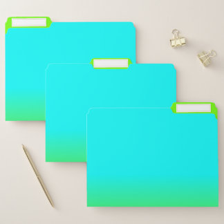 Neon Aqua and Neon Green Ombré Shade Color Fade File Folder