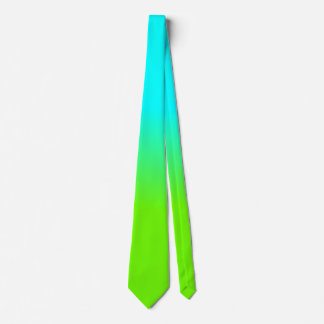 Neon Aqua and Neon Green Ombré Shade Color Fade Neck Tie