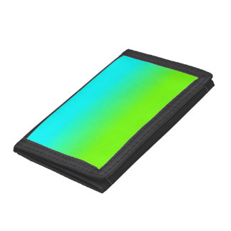 Neon Aqua and Neon Green Ombré Shade Color Fade T Tri-fold Wallet
