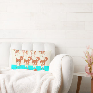 Neon Aqua Monogram Stylized Fox Pillow