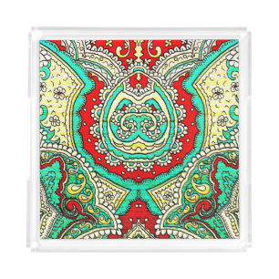 Neon arabesque ornament: 80s style. acrylic tray