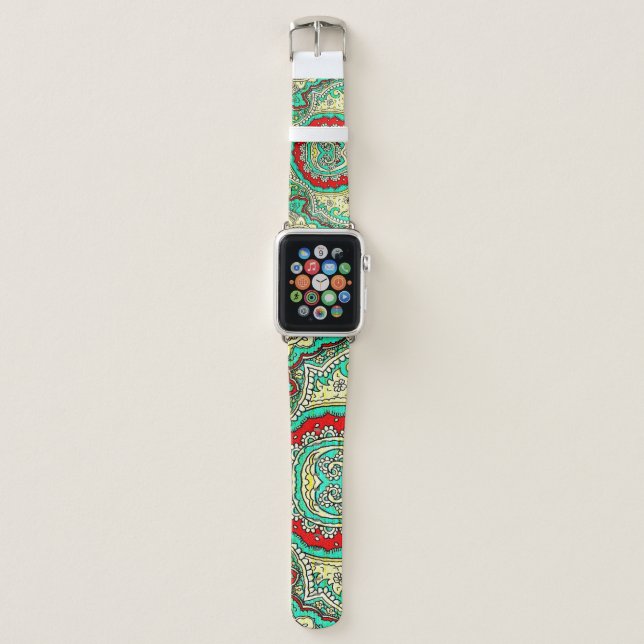 Neon arabesque ornament: 80s style. apple watch band (Front)