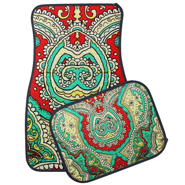 Neon arabesque ornament: 80s style. car floor mat (Set)