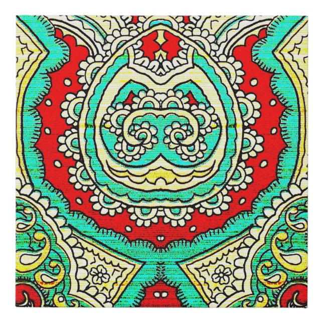 Neon arabesque ornament: 80s style. faux canvas print (Front)