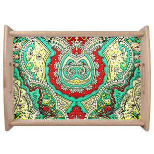 Neon arabesque ornament: 80s style. serving tray