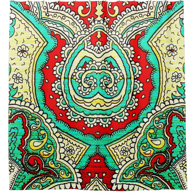 Neon arabesque ornament: 80s style. shower curtain (Front)