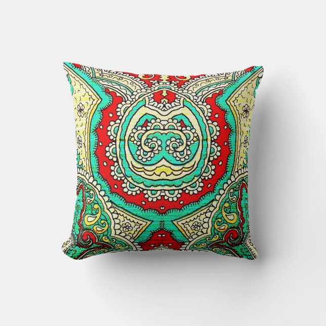 Neon arabesque ornament: 80s style. throw pillow (Front)